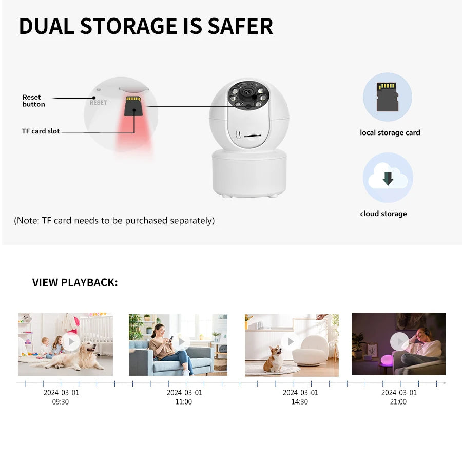 1080P Smart WIFI Security Protection Pet Baby Monitor Camera Full Color Night Vision Automatic Tracking Two-Way Audio ICSEE