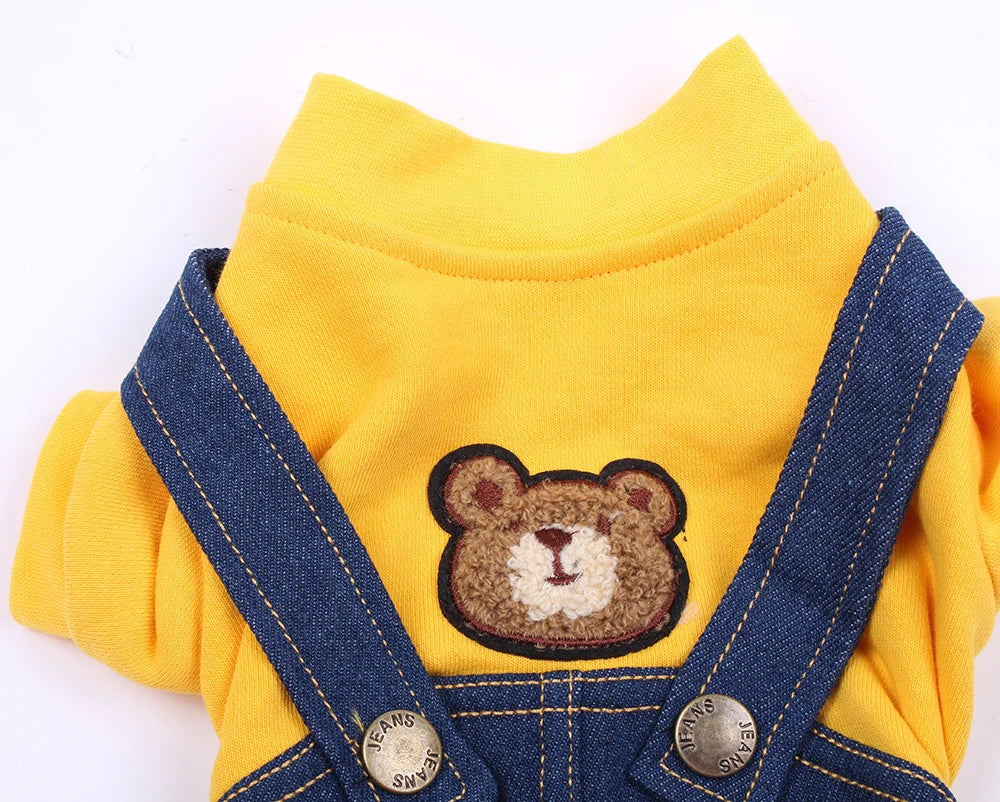 Pet Hoodie Denim Jumpsuit Jacket - Dog & Cat Winter Clothes