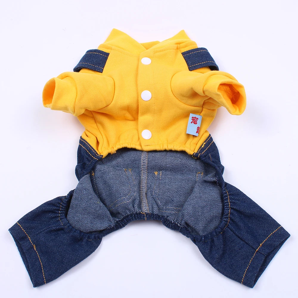 Pet Hoodie Denim Jumpsuit Jacket - Dog & Cat Winter Clothes