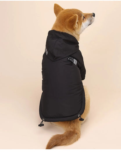 Autumn Winter Waterproof Dog Coat - Warm Cotton Hoodie with Reflective Details