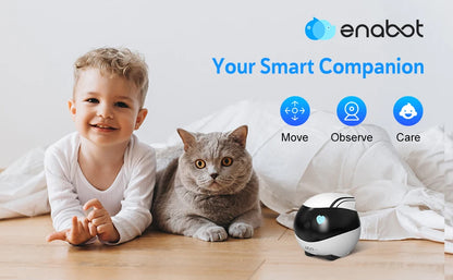 Enabot Security Monitor Home Robot Pet Camera, 2 Way Audio AI Tracking Monitors with E-Pet, Wireless Self-Charging Night Vision