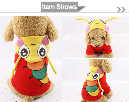 Cartoon Winter Dog Costume - Warm Hoodie Coat for Small Dogs