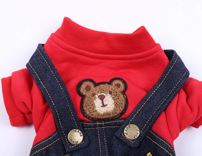 Pet Hoodie Denim Jumpsuit Jacket - Dog & Cat Winter Clothes