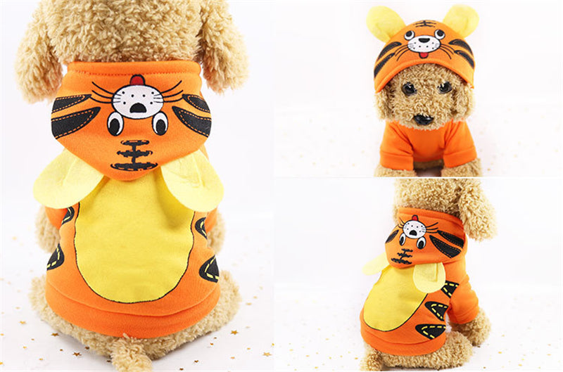 Cartoon Winter Dog Costume - Warm Hoodie Coat for Small Dogs