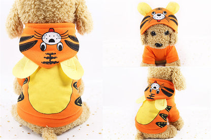 Cartoon Winter Dog Costume - Warm Hoodie Coat for Small Dogs