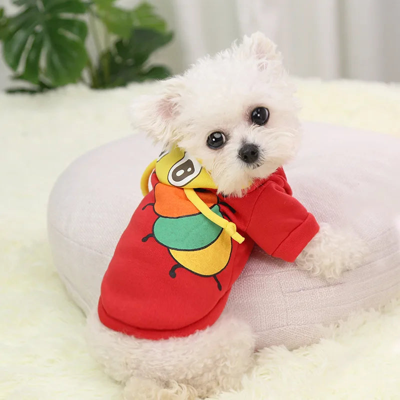 Cartoon Winter Dog Costume - Warm Hoodie Coat for Small Dogs