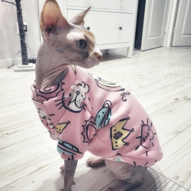 Winter Warm Pet Hoodie Sweater for Cats & Dogs - Sphynx Costume