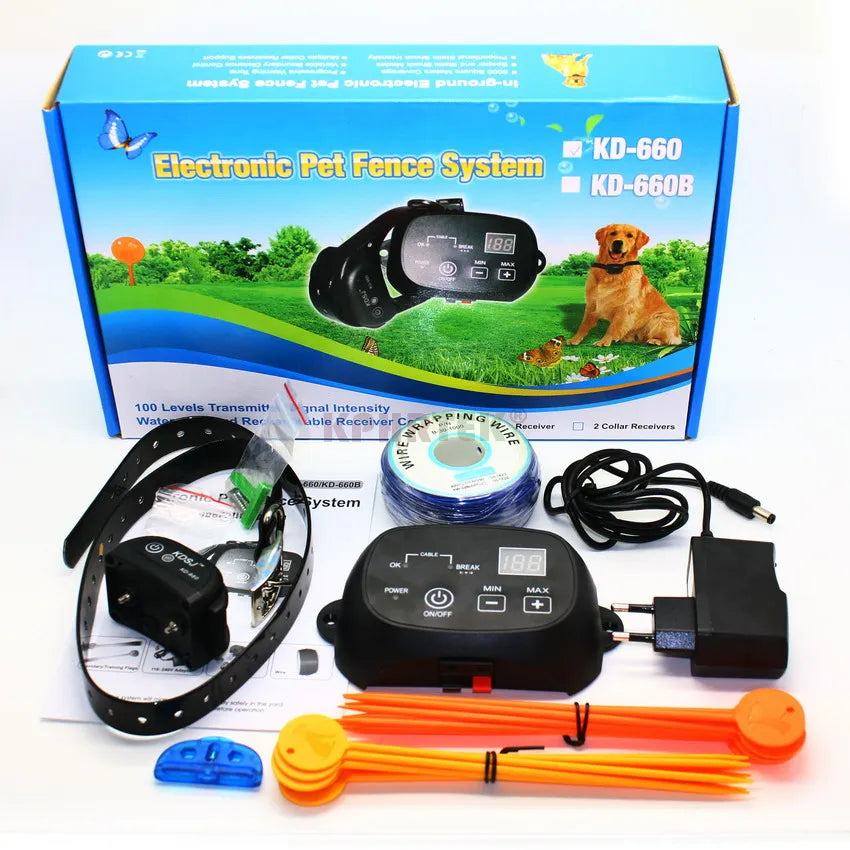 Hot Sale Dog Fence In-ground Wire Friendly Pet Containment with Training Flags  Rechargeable Collars  KD660 15nf27