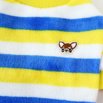 Rainbow Striped Dog Hoodie - Soft Flannel Winter Apparel for Pets