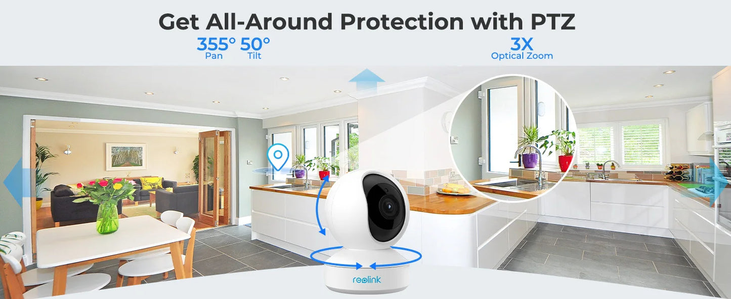 Reolink E1 Series 5MP WiFi IP Camera 2.4G/5G Wireless Indoor Baby Monitor PT Zoom Security Cam 2-way Audio Surveillance Cameras