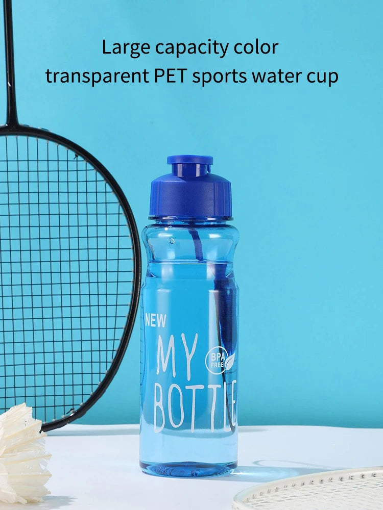 550ml Plastic Water Bottle Portable Sports Cup With Anti Drop Rope Outdoor Water Container Color Transparent Pet Flip Cover