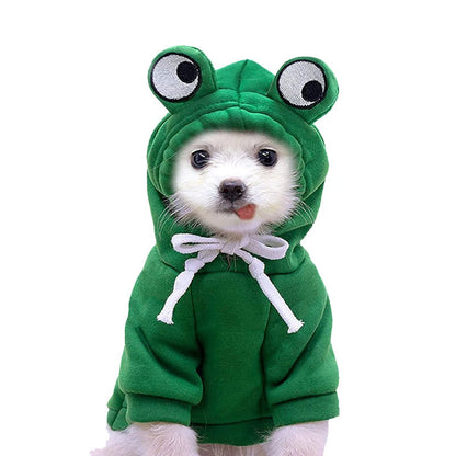 Pet Dog Hoodie - Cute Frog Winter Sweater Coat, Warm Pet Jacket for Cats & Dogs