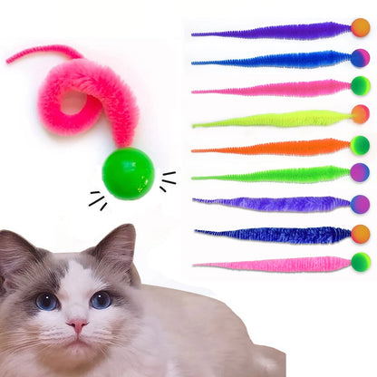 Interactive Cat Teaser Toy - Colorful Bouncing Worm Ball, Indoor Pet Puzzle Toy for Cats