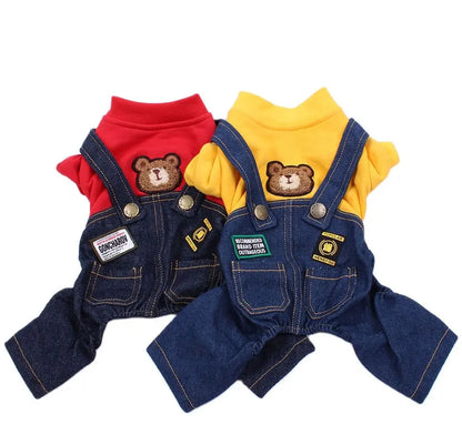 Pet Hoodie Denim Jumpsuit Jacket - Dog & Cat Winter Clothes