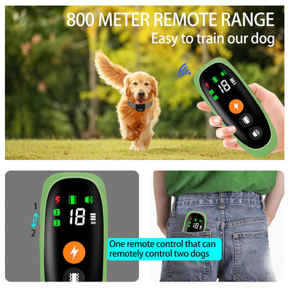 Training Collar Dog Electric Anti Bark Device Rechargeable Remote Control Pet with Vibration Sound Function Barksilence for Dogs