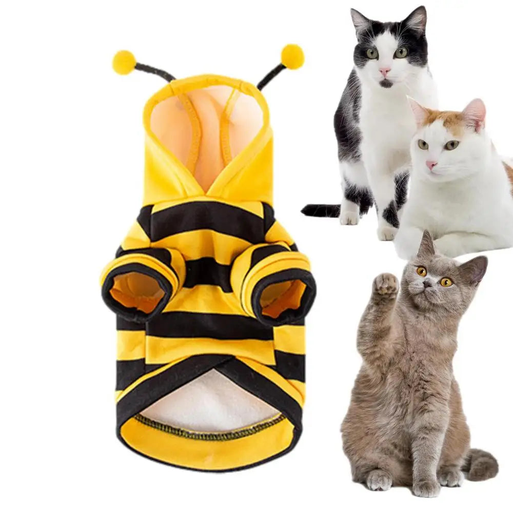 Pet Bee Costume Hoodie - Fleece Cosplay Sweatshirt for Dogs & Cats | Pet Accessories