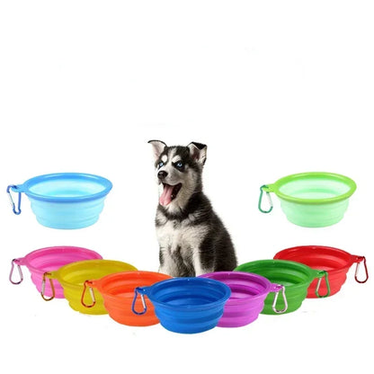 1000/350ml Solid Color Foldable Dog Bowl Food Container Collapsible Dog Bowl Water Dish Feeder Portable Water Bowl for Pet Cats