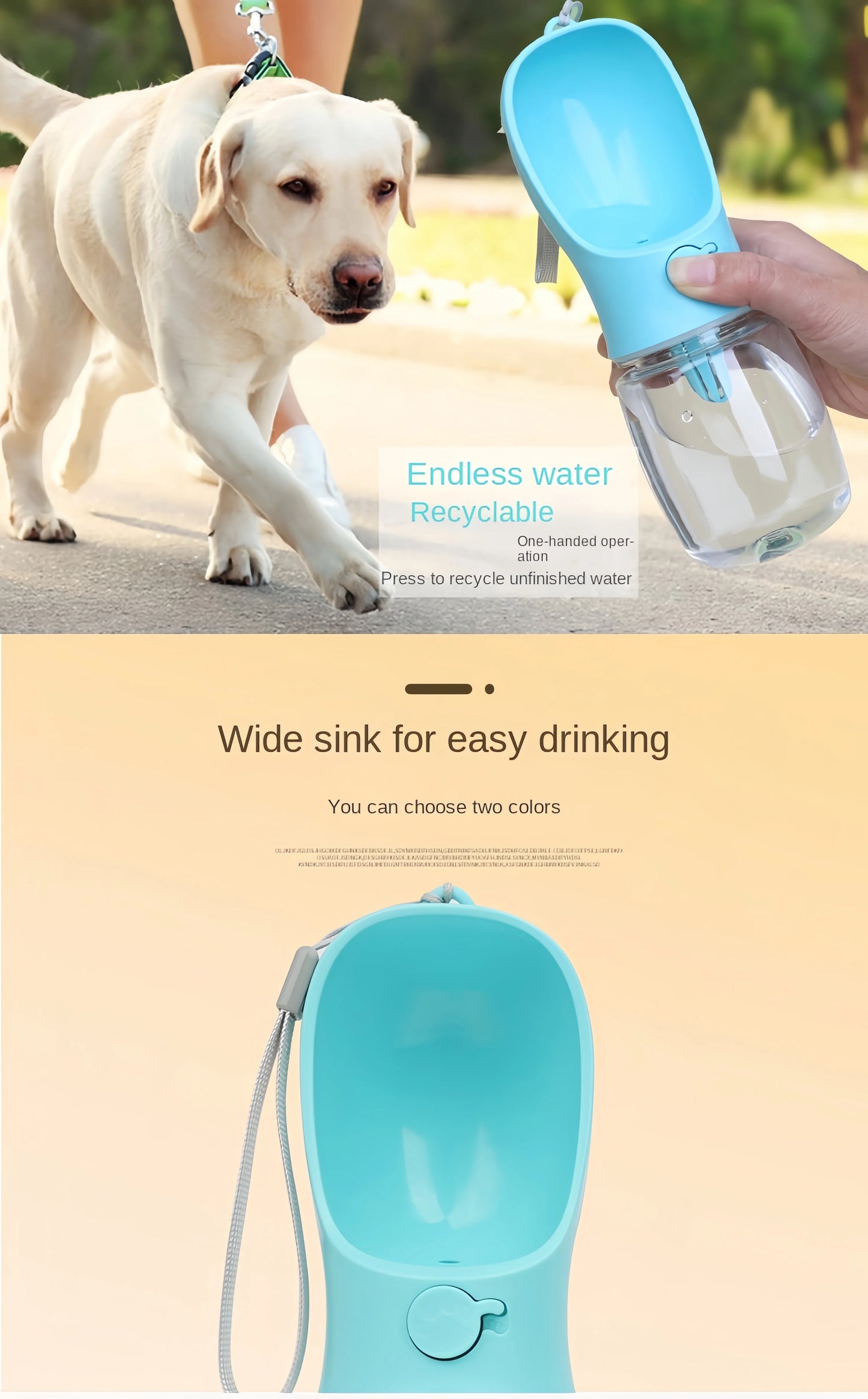 Pets Water Bottle Portable Food Grade Material Dog Cat Travel Pet Water Cup Bottle With Food Dispenser puppy water bottle