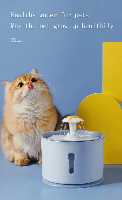 2.4L Pet Cat Dispenser Drinking Water Fountain Activated Carbon Filters LED Automatic Feeder Container USB Interface