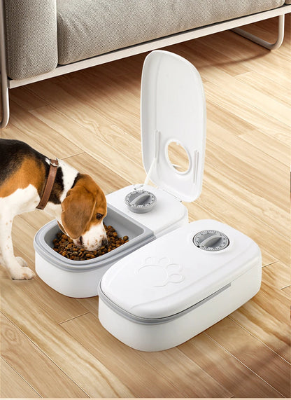 Pet Automatic Timing Feeder 350ML Large Capacity Dry&Wet Food Container Electric Dog Double Dish Bowl For Cats Dogs KOOBDIN