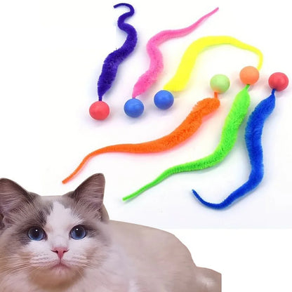 Interactive Cat Teaser Toy - Colorful Bouncing Worm Ball, Indoor Pet Puzzle Toy for Cats