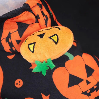 Pumpkin Dog Halloween Costume - Warm Stretchable Hoodie Coat for Cats & Small Pets