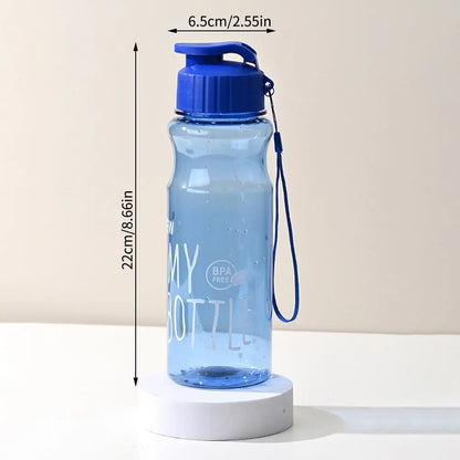 550ml Plastic Water Bottle Portable Sports Cup With Anti Drop Rope Outdoor Water Container Color Transparent Pet Flip Cover