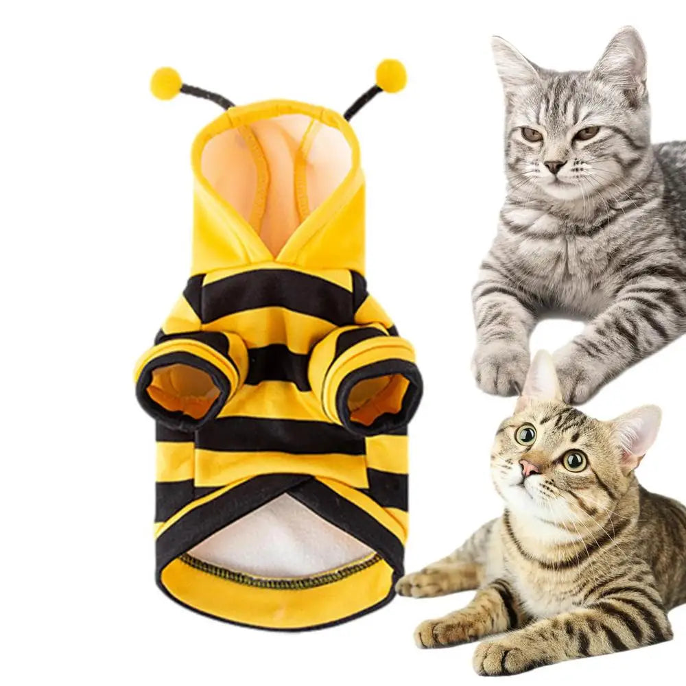 Cat Bee Costume Warm Hoodie - Halloween Pet Supplies