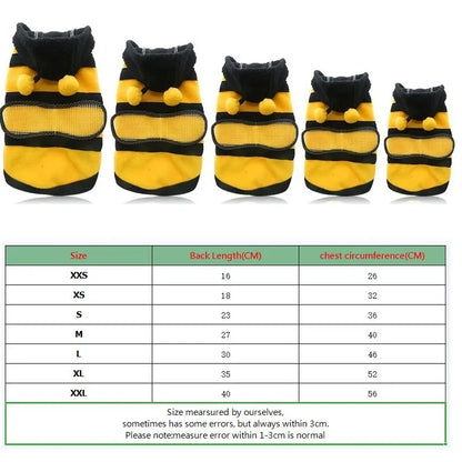 Bee Pet Puppy Fleece Hoodie Costume - Dog & Cat Halloween Sweater