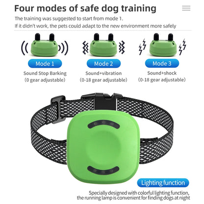 Training Collar Dog Electric Anti Bark Device Rechargeable Remote Control Pet with Vibration Sound Function Barksilence for Dogs