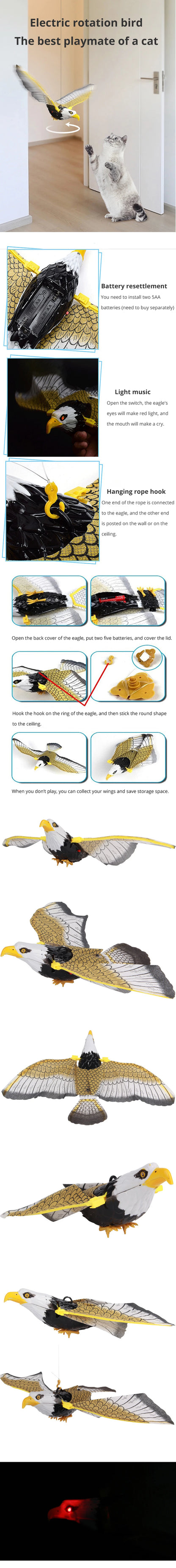 Electric Flying Eagle Pet Toy with Light & Music – Rotating Simulation Bird