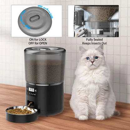 4L Automatic Smart Pet Cat Food Dispenser WiFi Cat Feeder with APP Control for Pet Dry Food Dual Power Supply For Small Dogs