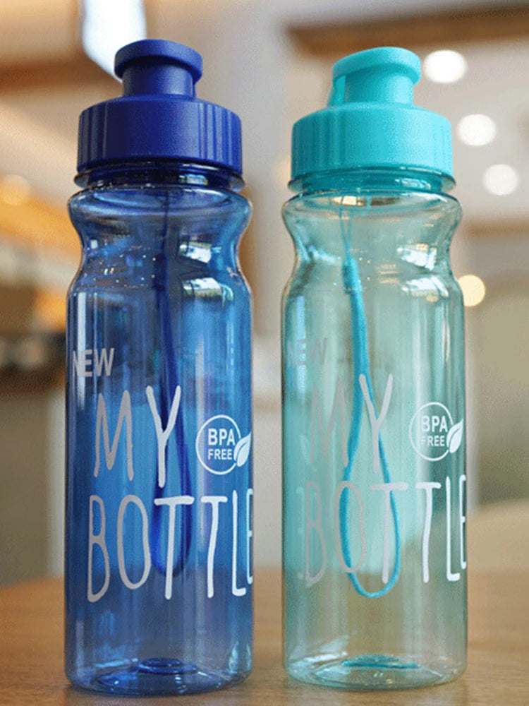 550ml Plastic Water Bottle Portable Sports Cup With Anti Drop Rope Outdoor Water Container Color Transparent Pet Flip Cover