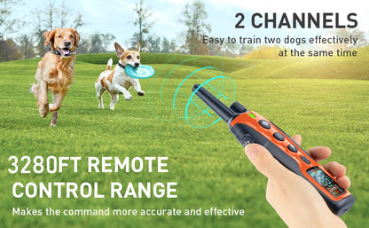 3280Ft Electric Dog Training Collar Remote Control Waterproof Pet BehaviorFor 5-120lbs Puppy With  Vibration Shock