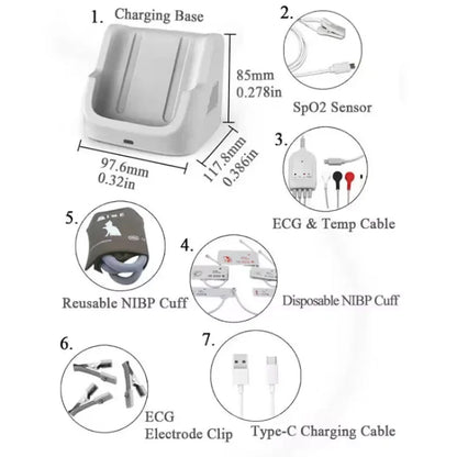 BERRY AM6200 Veterinary Monitor 6-Parameter Pet Accessory, Blood Pressure ECG EKG HR Spo2 PR Temp APP