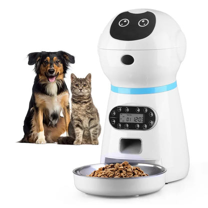 Smart Automatic Pet Feeder With Voice Record Stainless Steel LCD Screen Timer For Dog Food Bowl Cat Food Dispenser Pet Supplies