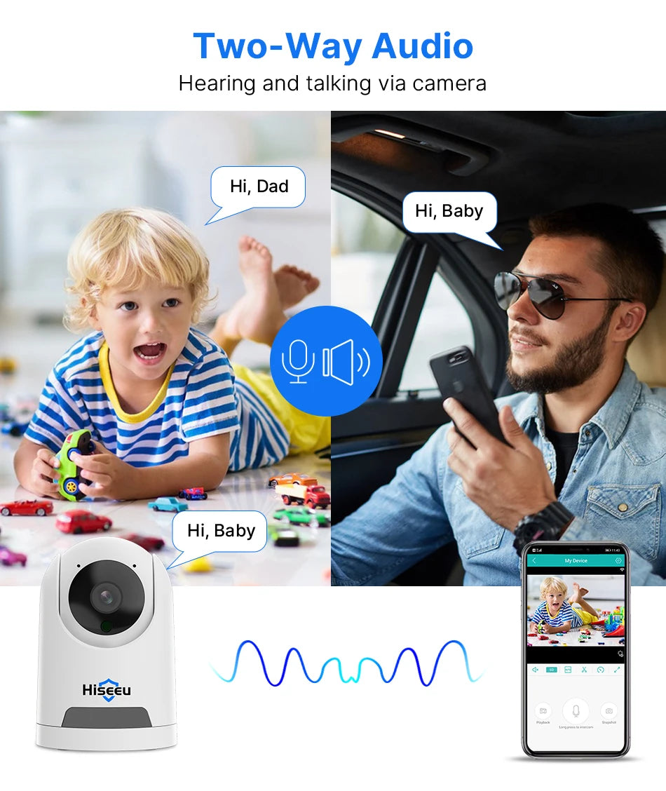 Hiseeu 2K 4MP PTZ IP Camera WIFI Wireless Smart Home Security Surveillance Camera Two-way Audio Indoor Baby Pet Monitor Camera