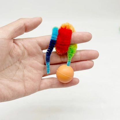 Interactive Cat Teaser Toy - Colorful Bouncing Worm Ball, Indoor Pet Puzzle Toy for Cats