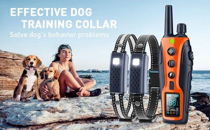 3280Ft Electric Dog Training Collar Remote Control Waterproof Pet BehaviorFor 5-120lbs Puppy With  Vibration Shock