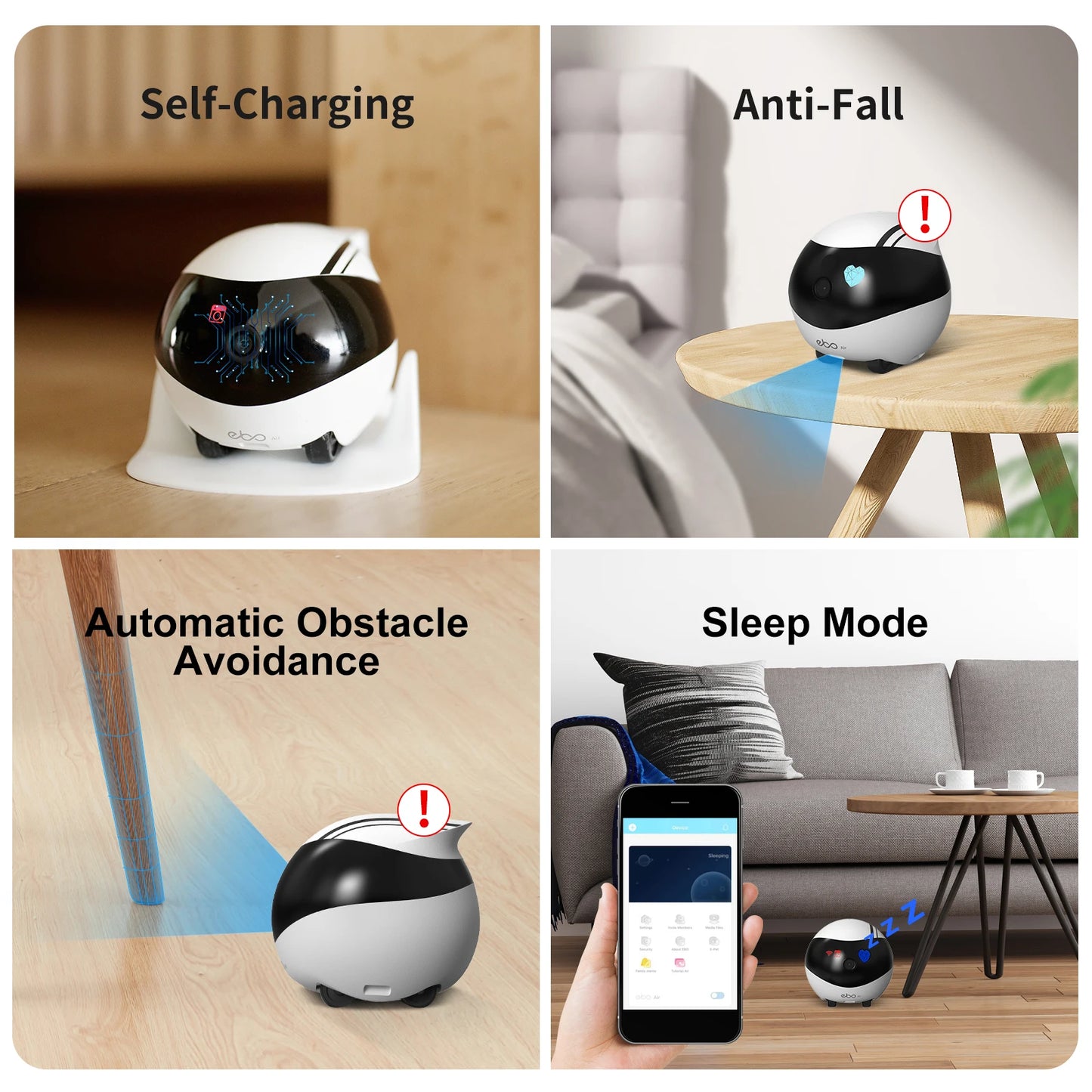 Enabot Security Monitor Home Robot Pet Camera, 2 Way Audio AI Tracking Monitors with E-Pet, Wireless Self-Charging Night Vision