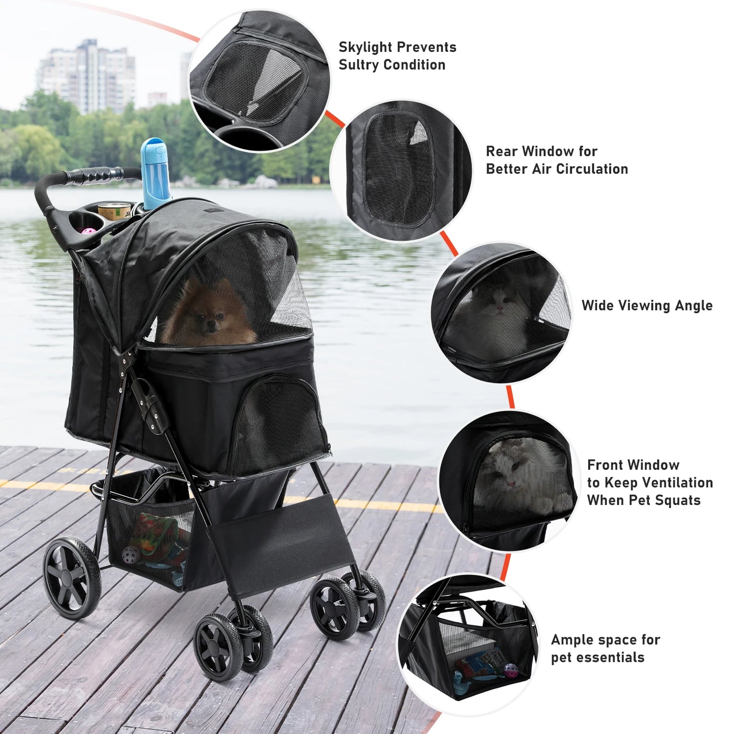 Pet Dog Carrier Stroller Cat Cart Outdoor Breathable Lightweight Foldable 3 Colors Pet Dog Carriers Stroller переноска для собак