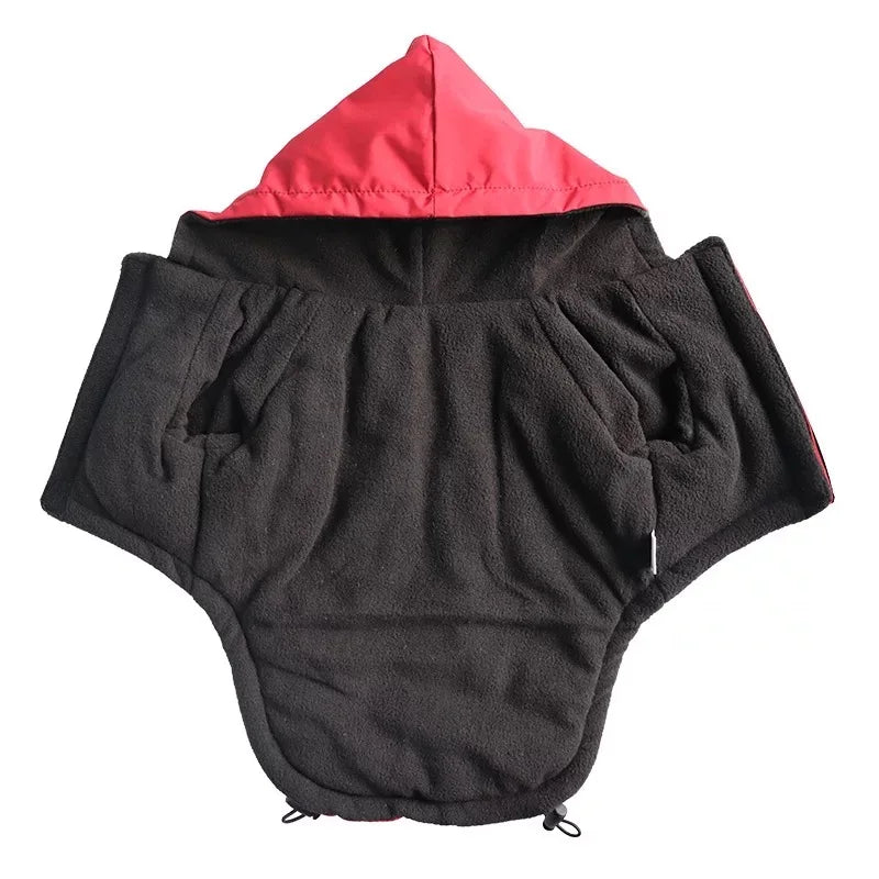 Autumn Winter Waterproof Dog Coat - Warm Cotton Hoodie with Reflective Details