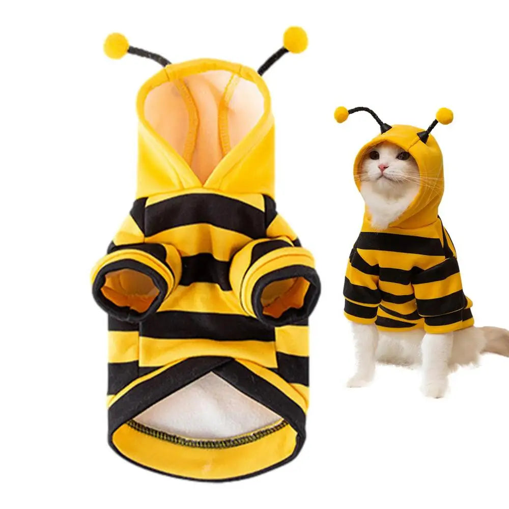 Pet Bee Costume Hoodie - Fleece Cosplay Sweatshirt for Dogs & Cats | Pet Accessories