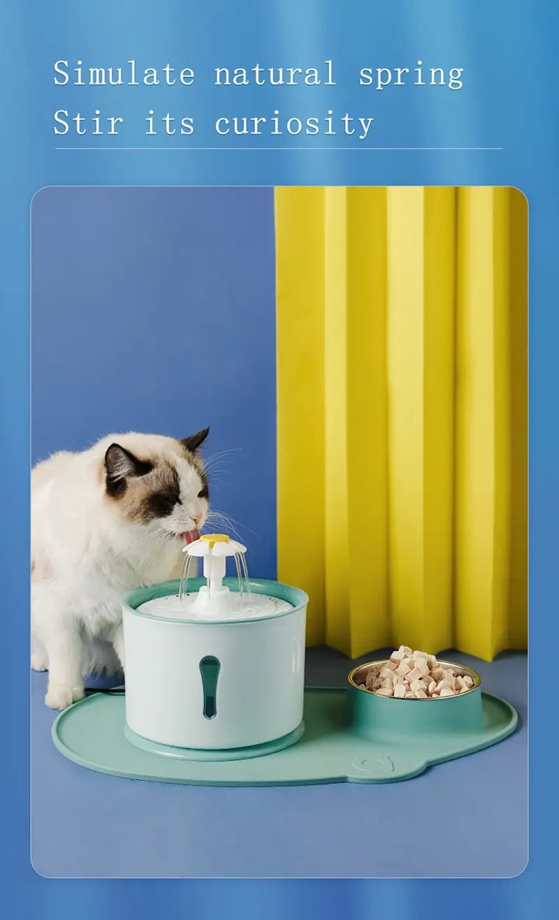 2.4L Pet Cat Dispenser Drinking Water Fountain Activated Carbon Filters LED Automatic Feeder Container USB Interface