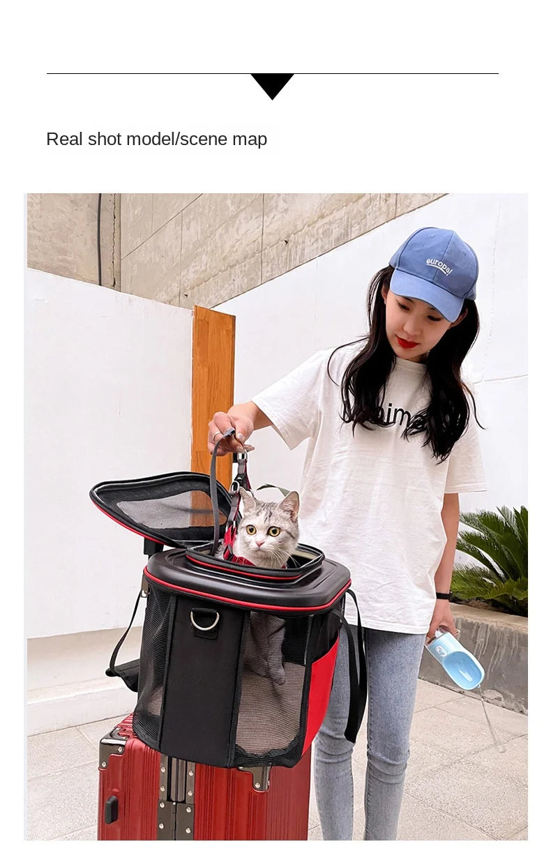 Large Cat Carrier Backpack on Wheels