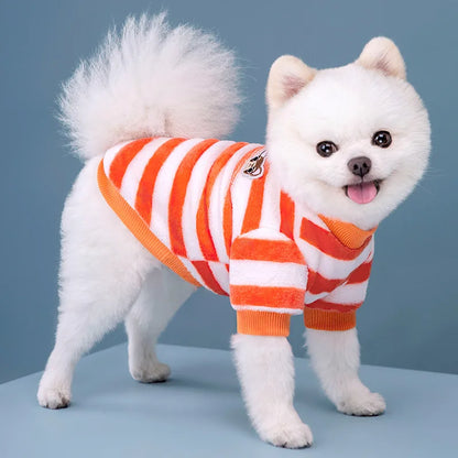 Rainbow Striped Dog Hoodie - Soft Flannel Winter Apparel for Pets