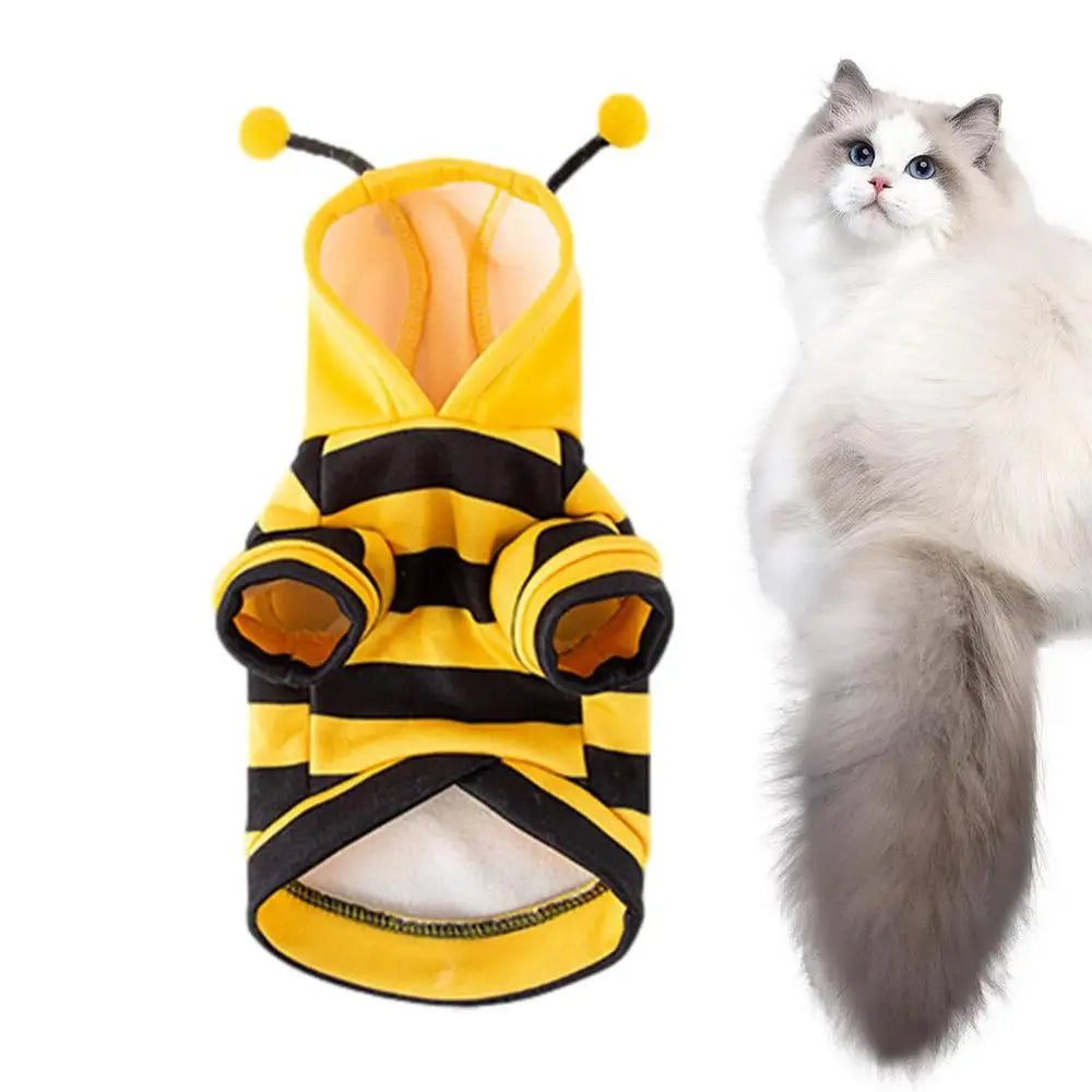 Pet Bee Costume Hoodie - Fleece Cosplay Sweatshirt for Dogs & Cats | Pet Accessories