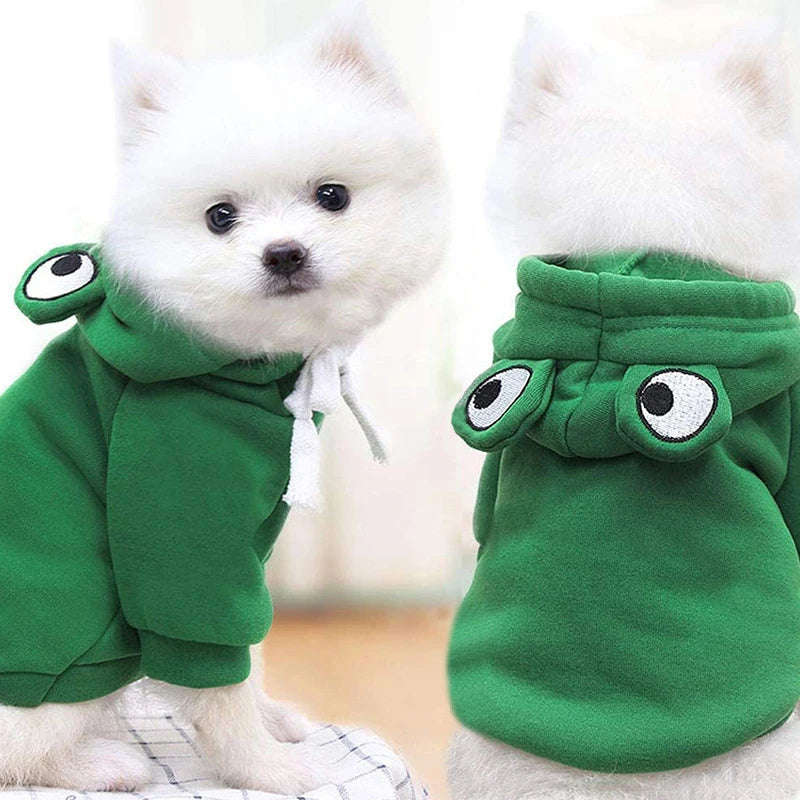 Pet Dog Hoodie - Cute Frog Winter Sweater Coat, Warm Pet Jacket for Cats & Dogs