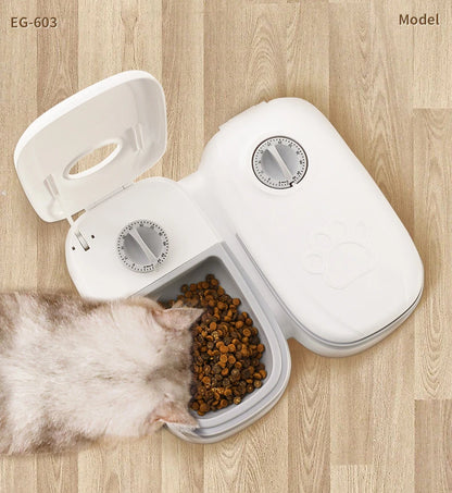 Pet Automatic Timing Feeder 350ML Large Capacity Dry&Wet Food Container Electric Dog Double Dish Bowl For Cats Dogs KOOBDIN