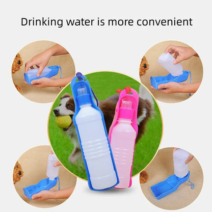 250ml/500ml Pet Dog Water Bottle Plastic Portable Water Bottle Pets Outdoor Travel Drinking Water Feeder Bowl Foldable Dog Bowls